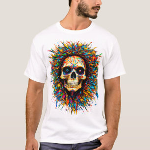 Camiseta o crânio em forma de sol
