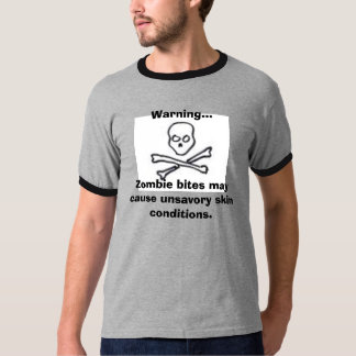 Camiseta o crânio,… mordidas de advertência do zombi pode