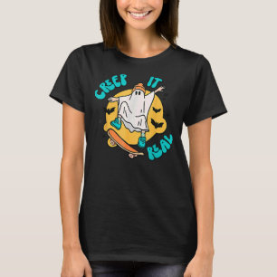 Camiseta O Creme Retro Skateboard Ghost Halloween