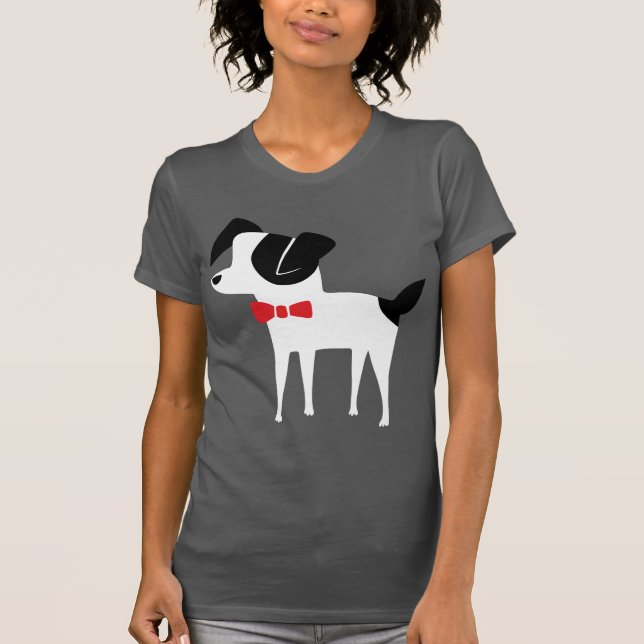 Camiseta O Crewneck das mulheres Dapper da imprensa do cão (Frente)