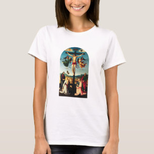Camiseta O Cristo Crucificado com a Virgem Maria
