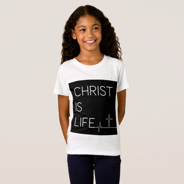 Camiseta O cristo é a linha de batimento cardíaco da vida e (Frente Completa)