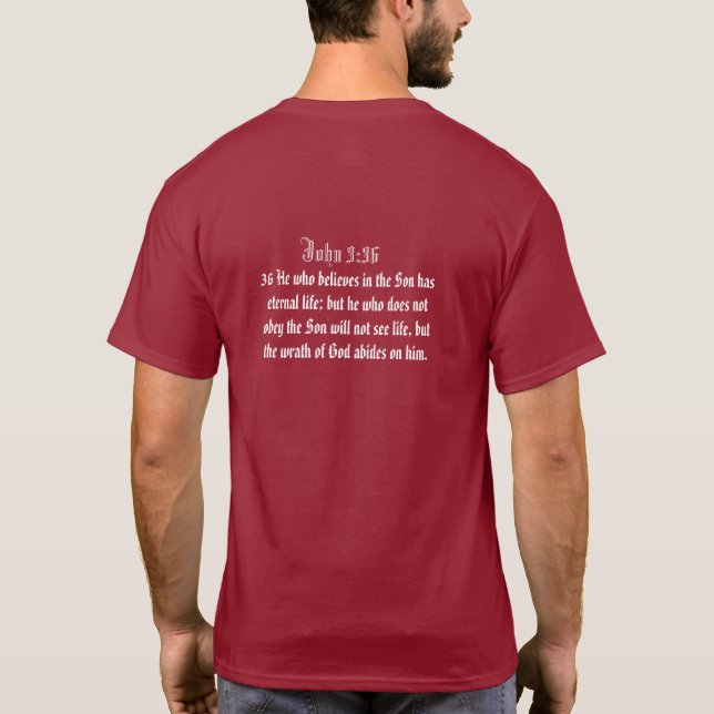 Camiseta O cristo é meu rei - 3:36 de John - personaliza-o (Verso)