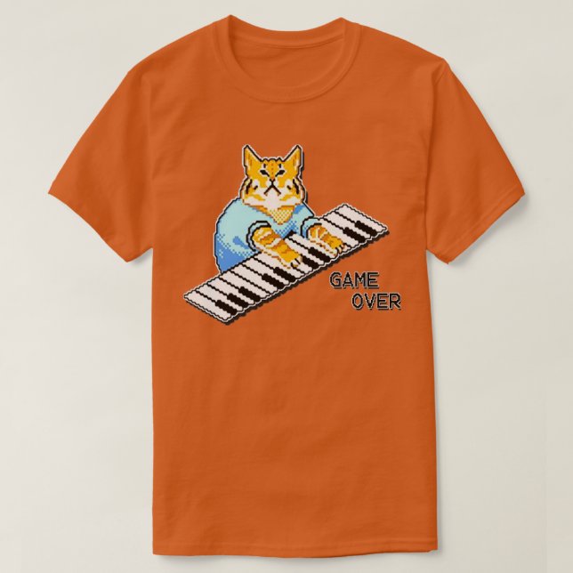 Camiseta O Crowd Roys Piano Cat Design Disponível Em Um Lad (Frente do Design)