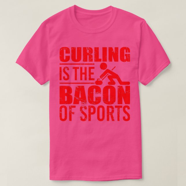 Camiseta O Curling É O Bacon Do Esporte, Vermelho Vestido (Frente do Design)