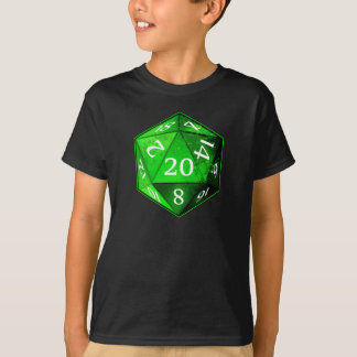 Camiseta O D&D ESMERALDA verde e branco de d20 morre