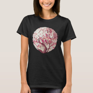 Camiseta O da Esfera do Flor de Cereja Geométrico da Primav