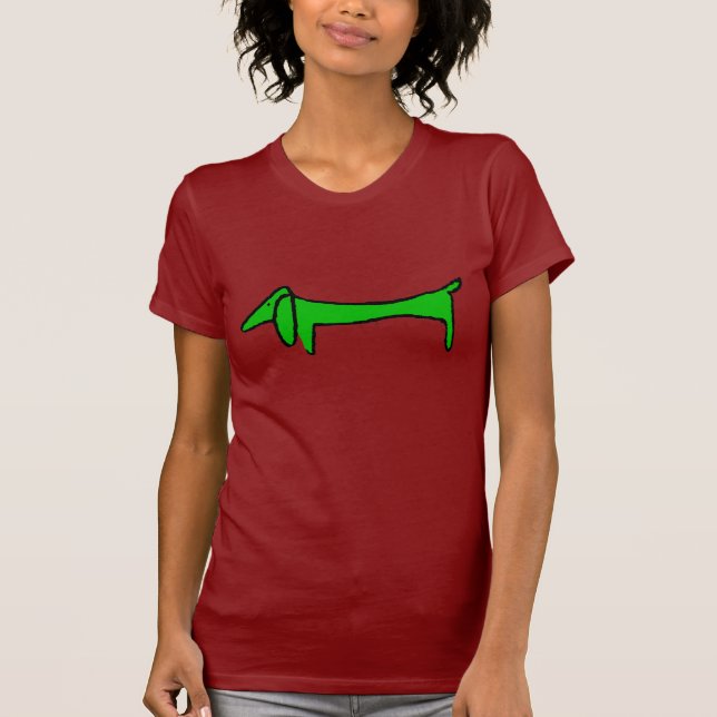 Camiseta O Dachshund Em Verde (Frente)