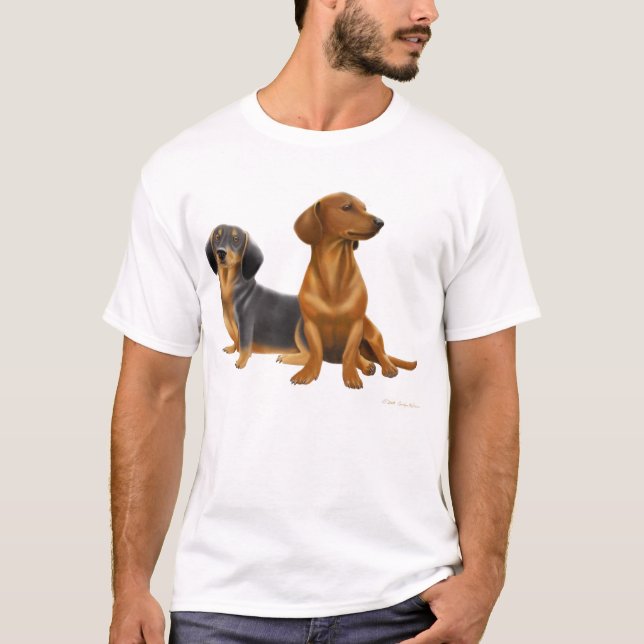 Camiseta O Dachshund persegue o t-shirt (Frente)