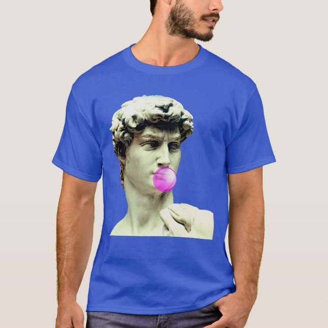 Camiseta O David Michelangelo mastigando estátua de goma en (Frente)