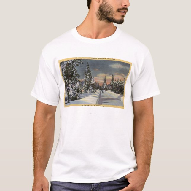 Camiseta O de CaliforniaRim a estrada do mundo no inverno (Frente)