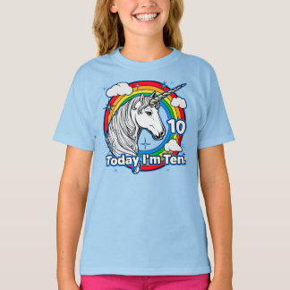 Camiseta O décimo aniversário do Rainbow Unicorn hoje sou d