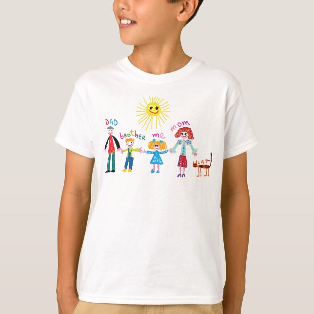 Camiseta o desenhar da mão desenha o t-shirt da família do (Frente)