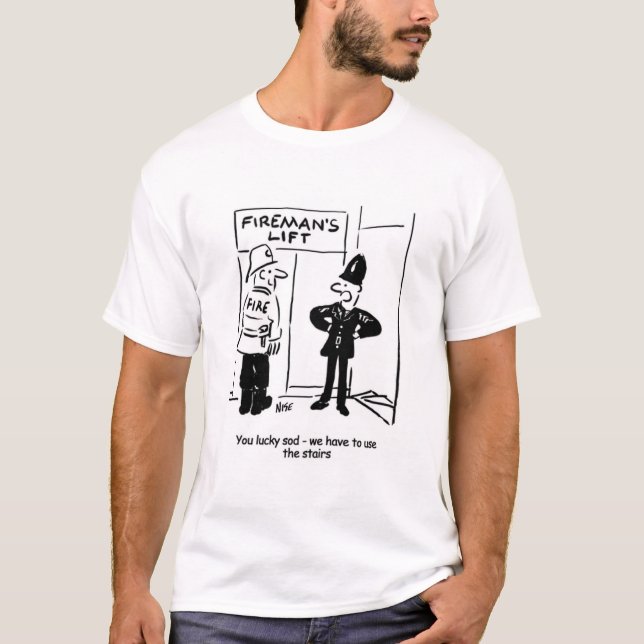 Camiseta O desenho animado de bombeiro (Frente)