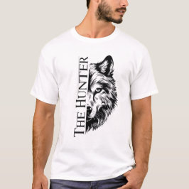 Camiseta O Design Dividido do Lobo Caçador