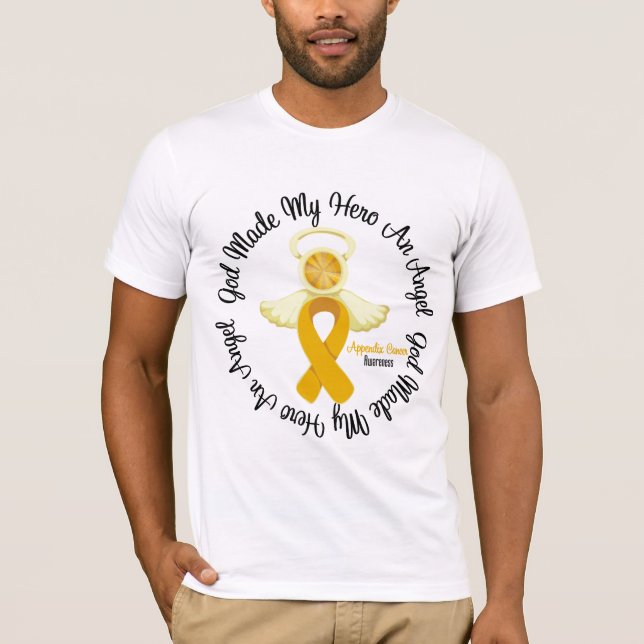Camiseta O deus do cancer do apêndice fez a meu herói um (Frente)