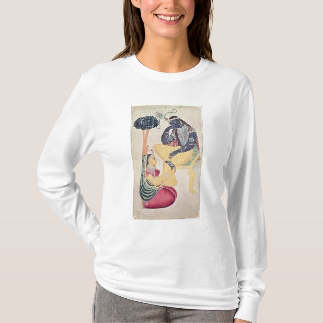 Camiseta O deus Krishna com seu amor mortal, Radha (Frente)