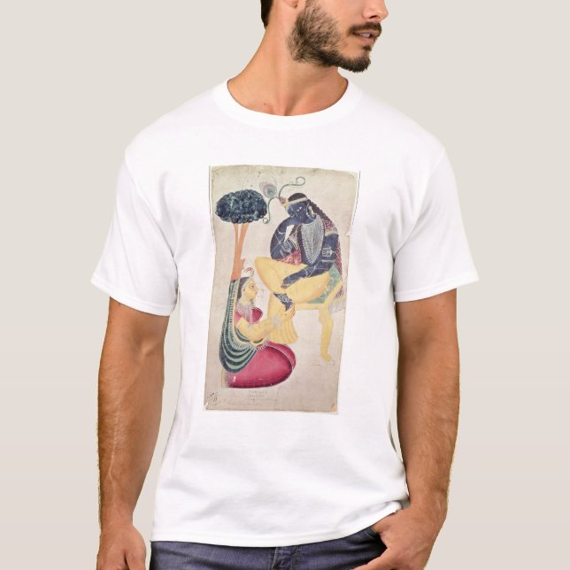 Camiseta O deus Krishna com seu amor mortal, Radha (Frente)