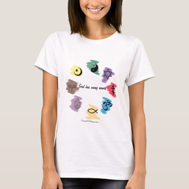 Camiseta O deus tem muitos nomes (Frente)