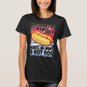 Camiseta O Dia 4 De Julho Faz-Me Querer Um Cachorro Quente