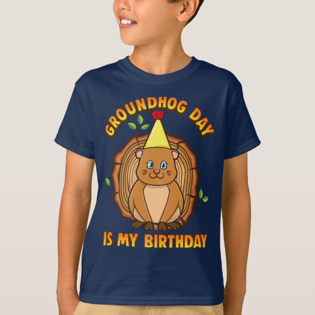 Camiseta O dia de Groundhog é meu aniversário (Frente)