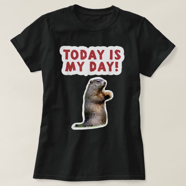 Camiseta O Dia de Nascimento do Groundhog Engraçado Dizer H (Frente do Design)
