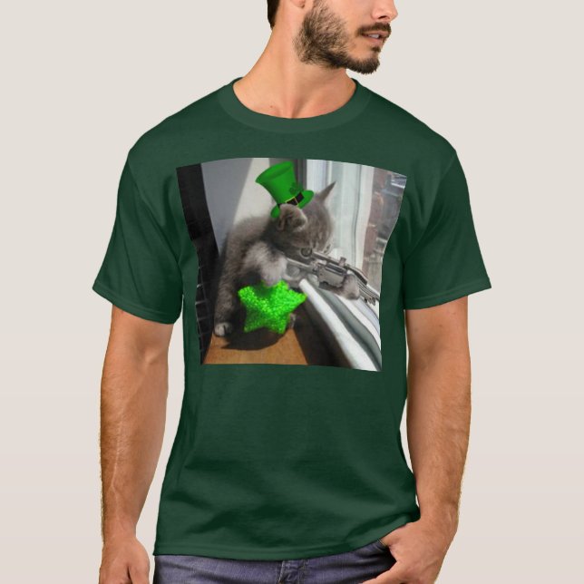 Camiseta O dia do St Patrick do gatinho (Frente)