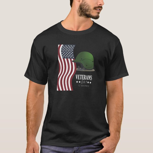 Camiseta O Dia Do VETERAN, US Helmet America Service H (Frente)