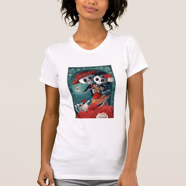 Camiseta O dia dos amantes do esqueleto morto (Frente)