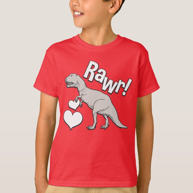 Camiseta O dia dos namorados do tiranossauro T Rex de Rawr (Frente)