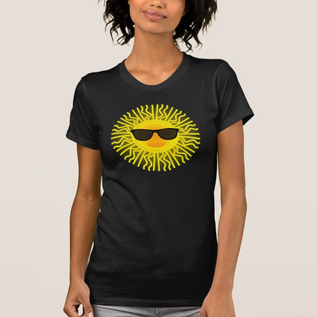 Camiseta O dia ensolarado Sun irradia o preto tropical do (Frente)