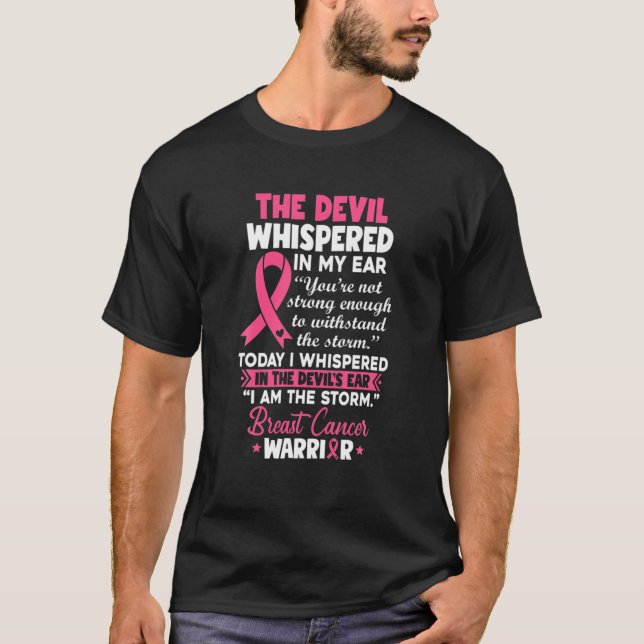 Camiseta O Diabo Assaltou Na Minha Guerra Do Cancer Da Mama (Frente)