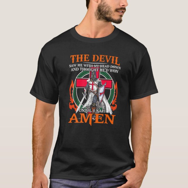 Camiseta O Diabo Me Viu Até Eu Dizer Amém Jesus Amantes    (Frente)