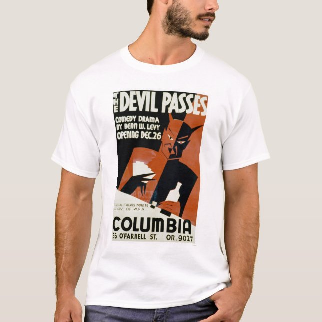 Camiseta O diabo passa a comédia WPA 1940 (Frente)