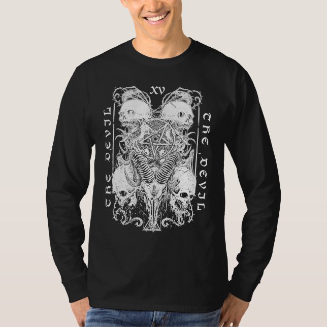Camiseta O Diabo Tarot Baphomet Satanic Witch Gothic Hall (Frente)