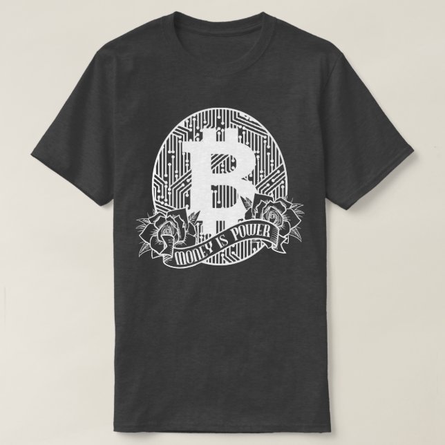 Camiseta O Dinheiro do Comerciante do Cryptocurrency Bitcur (Frente do Design)