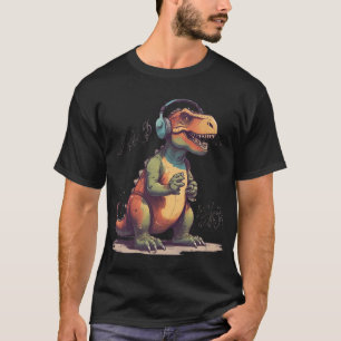 Camiseta o dinossauro amante da música