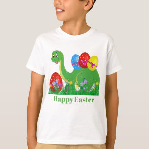 Camiseta O dinossauro bonito da páscoa dos meninos adicion