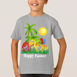 Camiseta O dinossauro bonito da páscoa dos meninos adicion
