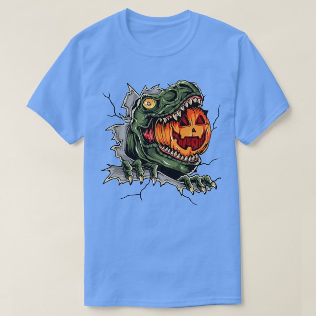 Camiseta O Dinossauro Mais Frio Comia Pumpkin Feliz Criança (Frente do Design)