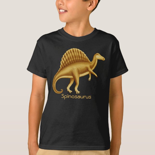 Camiseta O dinossauro pré-histórico de Spinosaurus caçoa o (Frente)