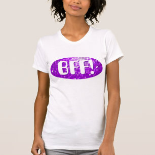 Camiseta O disco telha "BFF roxo!" pequeno branco das