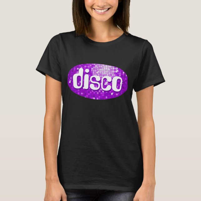Camiseta O disco telha o preto roxo do t-shirt do "disco" (Frente)