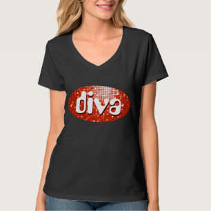 Camiseta O disco telha o preto vermelho do v-pescoço das