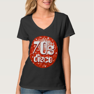 Camiseta O disco telha o preto vermelho do v-pescoço das