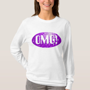 Camiseta O disco telha "OMG roxo!" luva longa