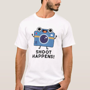 Camiseta O Disparo Acontece Com Um Trocadilho De Câmera Bo