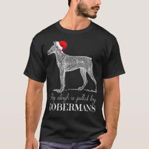 Camiseta O Doberman Christmas Meu Sleigh É Puxado Pelo Dobe