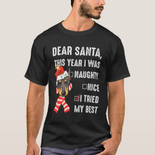 Camiseta O Doberman De Natal Que Eu Era Malvado Eu Tentei O