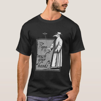 Camiseta O doutor Plague diz para lavar as mãos cinza.